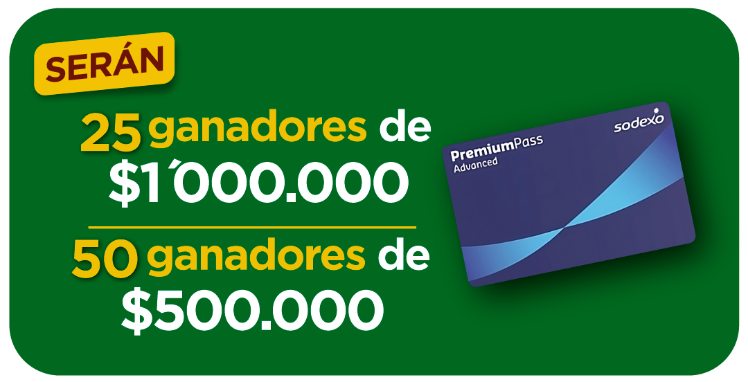 Serán 25 ganadores de un millón de pesos y cincuenta ganadores de quinientos mil pesos