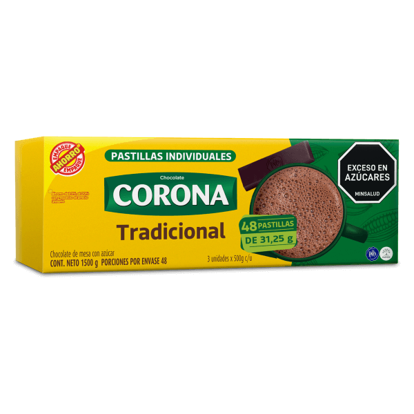 3pack Chocolate Corona Sabor Tradicional 500g