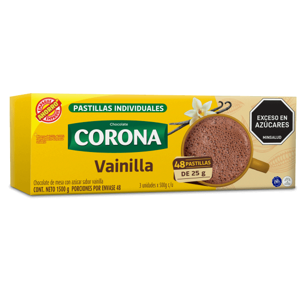 3pack Chocolate Corona sabor Vainilla 500g